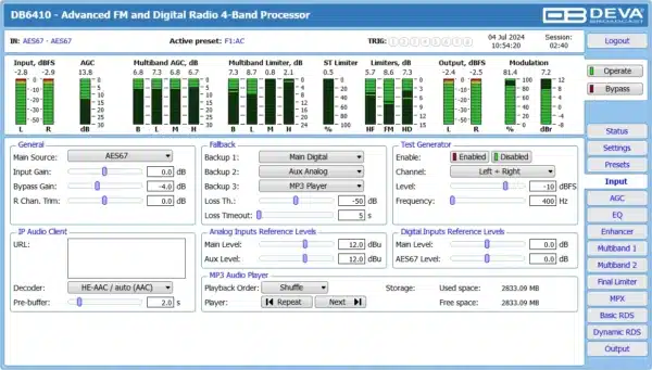 Deva Broadcast DB6410 software 2